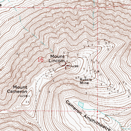 Topographic Map of Mount Lincoln, CO