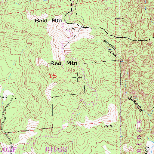 Topographic Map of Bald Mountain Trail, CA