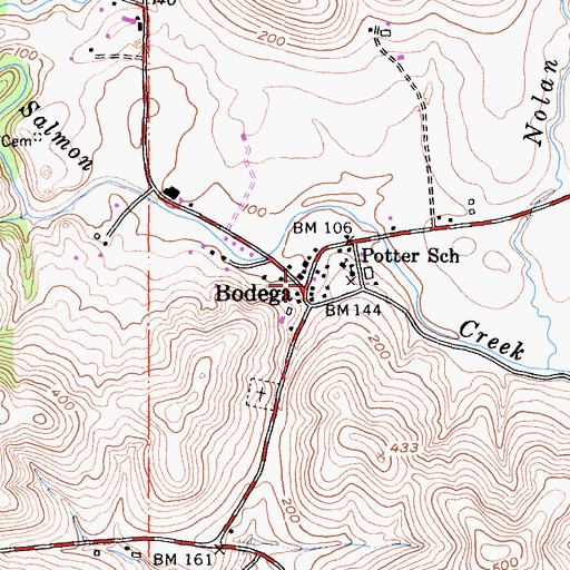 Topographic Map of Bodega Post Office, CA