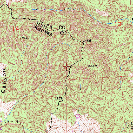 Topographic Map of Brushy Peaks, CA