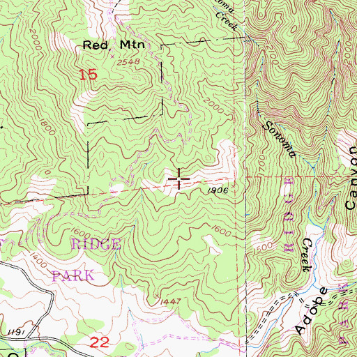 Topographic Map of Columbine Meadow, CA