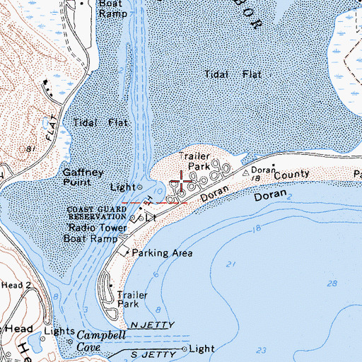 Topographic Map of Doran Campground, CA