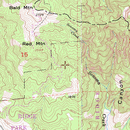 Topographic Map of Headwaters Trail, CA