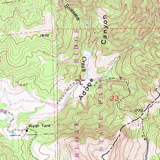 Topographic Map of Malm Fork Sonoma Creek, CA