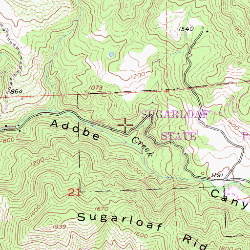 Topographic Map of Pony Trail, CA