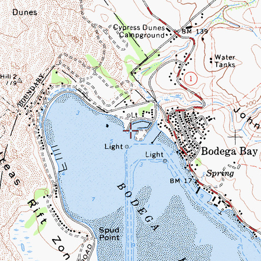 Topographic Map of Porto Bodega Marina, CA