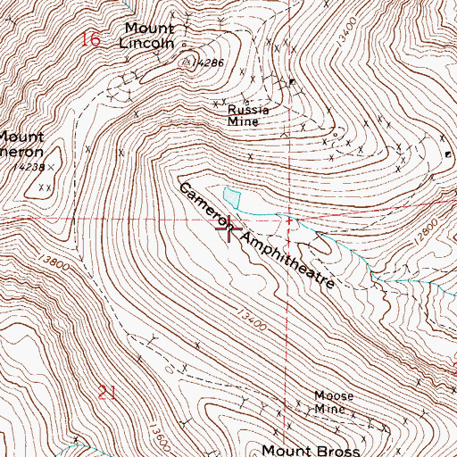 Topographic Map of Cameron Amphitheatre, CO
