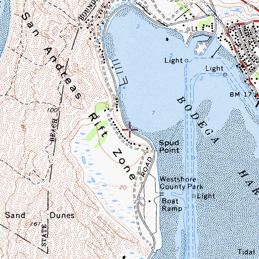 Topographic Map of Spud Point Marina, CA