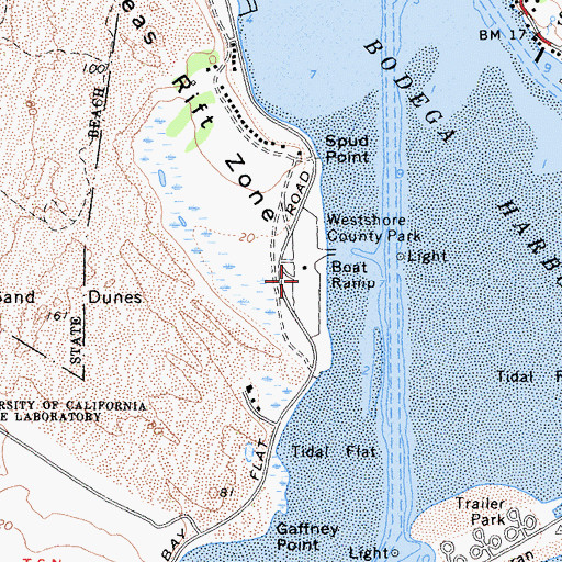 Topographic Map of Westside Campground, CA