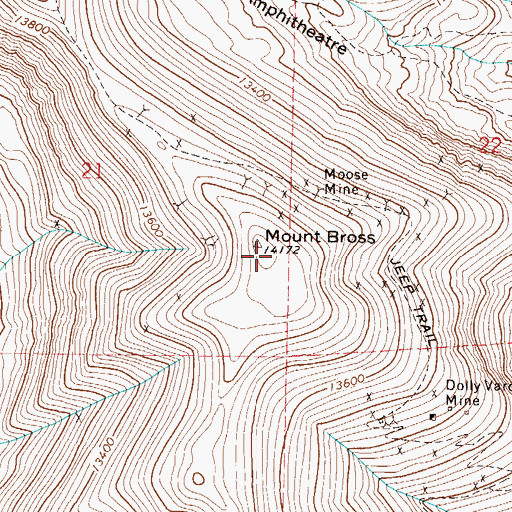 Topographic Map of Mount Bross, CO