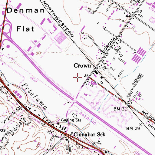 Topographic Map of Petaluma Fire Department Station 2, CA
