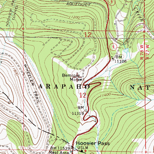 Topographic Map of Bemrose Mine, CO