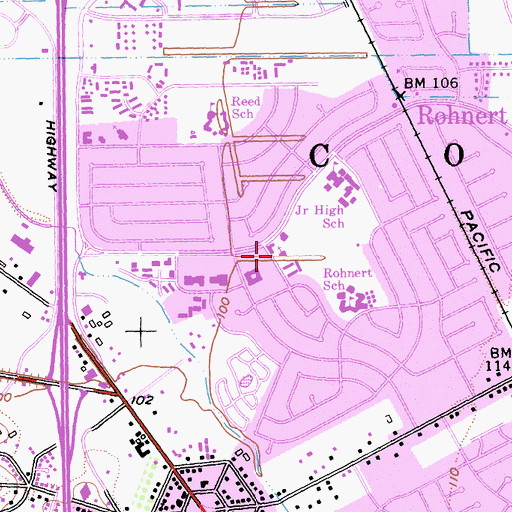 Topographic Map of First Baptist Church of Rohnert Park, CA