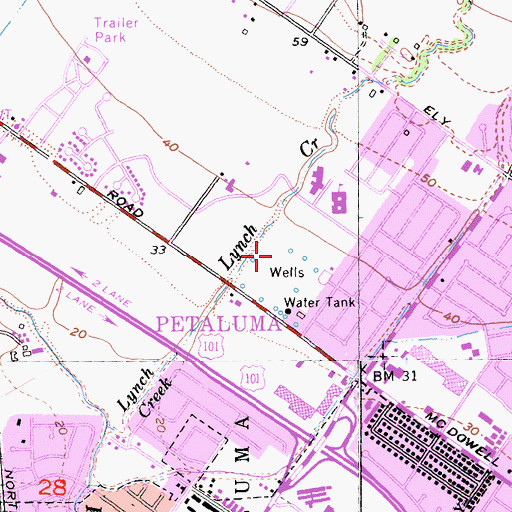Topographic Map of Lucchesi Park, CA