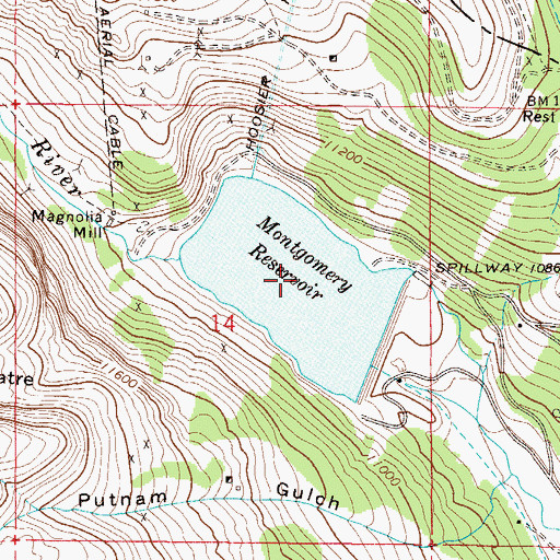 Topographic Map of Montgomery Reservoir, CO