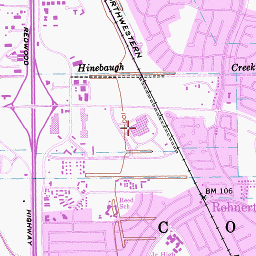 Topographic Map of Raleys Towne Centre Shopping Center, CA