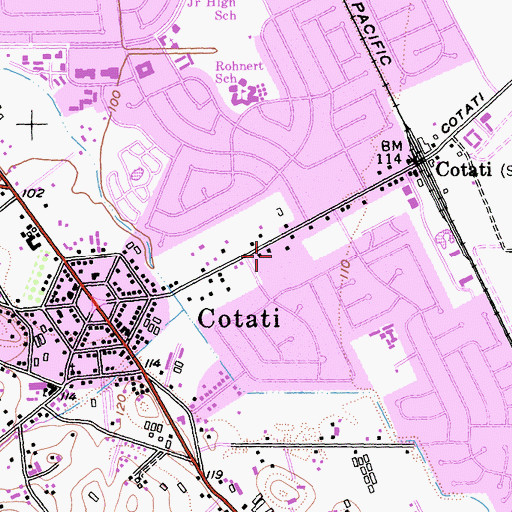 Topographic Map of Rancho Cotati Shopping Center, CA