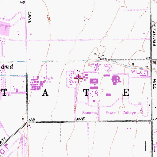 Topographic Map of Stevenson Hall, CA