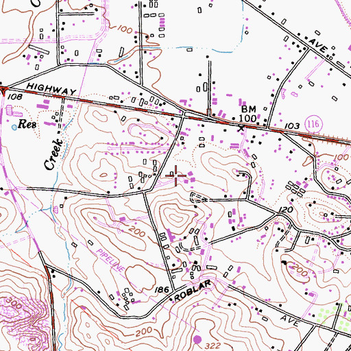 Topographic Map of Thomas Page Elementary School, CA