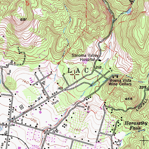 Topographic Map of Bartholomew Park Winery, CA