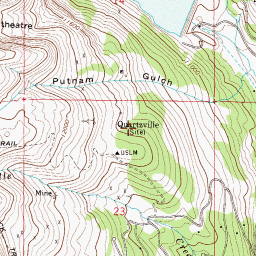 Topographic Map of Quartzville (historical), CO