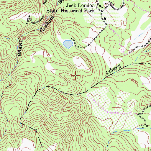 Topographic Map of Fallen Bridge Trail, CA