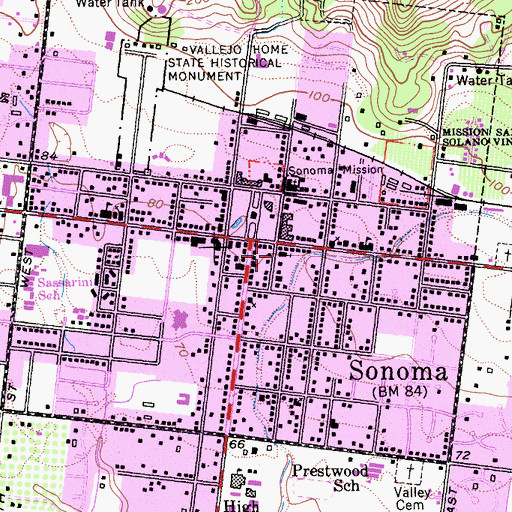 Topographic Map of First Baptist Church, CA