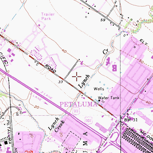 Topographic Map of Saint Joseph Health Petaluma Valley Hospital, CA