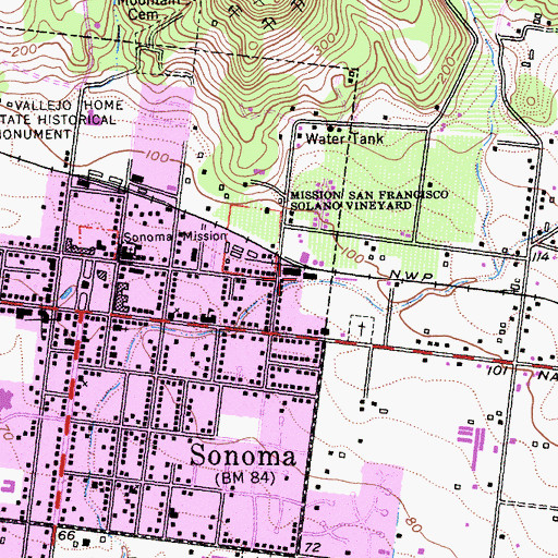 Topographic Map of Sebastiani Vineyards, CA