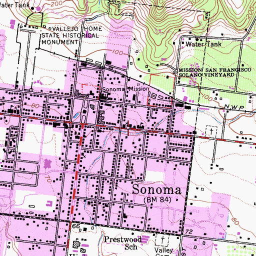 Topographic Map of Sonoma Grammar School (historical), CA