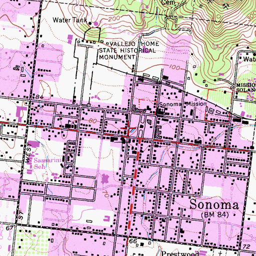 Topographic Map of Sonoma Plaza, CA