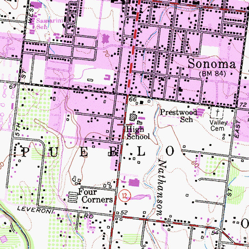Topographic Map of Sonoma Valley High School, CA