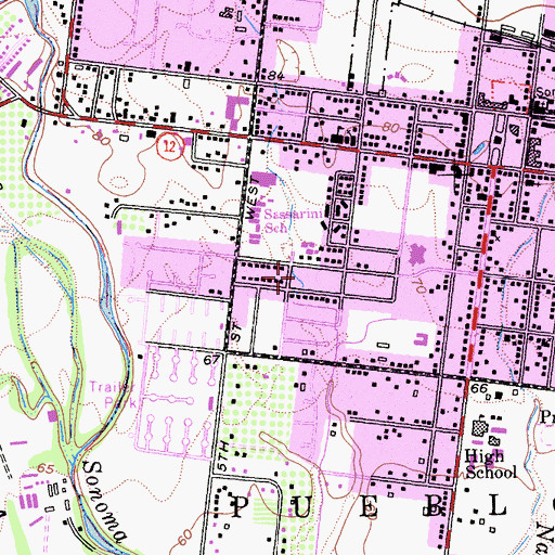 Topographic Map of Sonoma Valley Hospital, CA