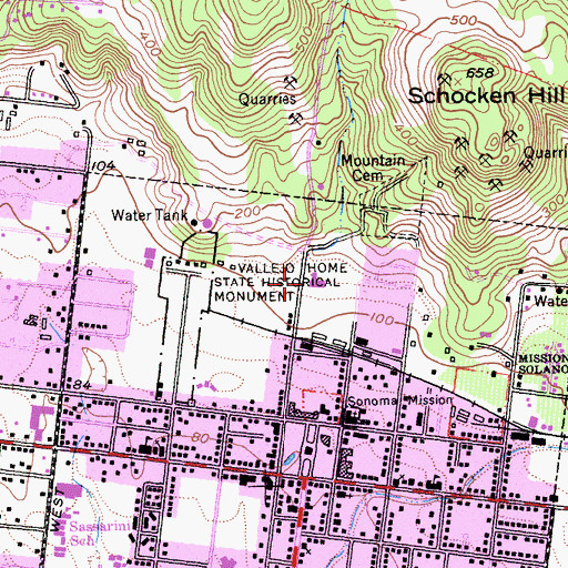 Topographic Map of Sonoma Valley Veterans War Memorial Building, CA