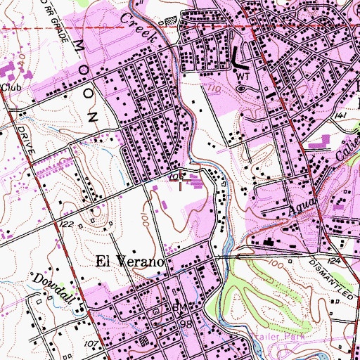 Topographic Map of El Verano Elementary School, CA