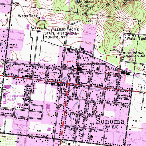 Topographic Map of General Joseph Hooker House, CA