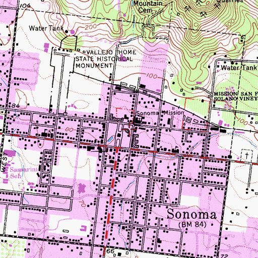 Topographic Map of Sonoma House, CA