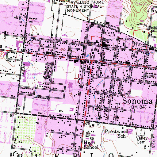 Topographic Map of Sonoma Post Office, CA
