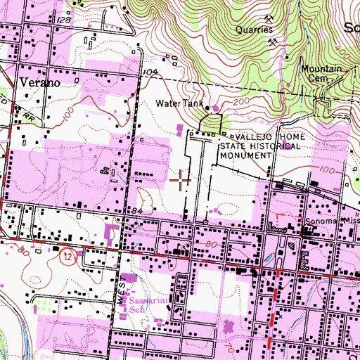 Topographic Map of Sonoma State Historic Park, CA