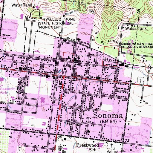 Topographic Map of Bates House, CA