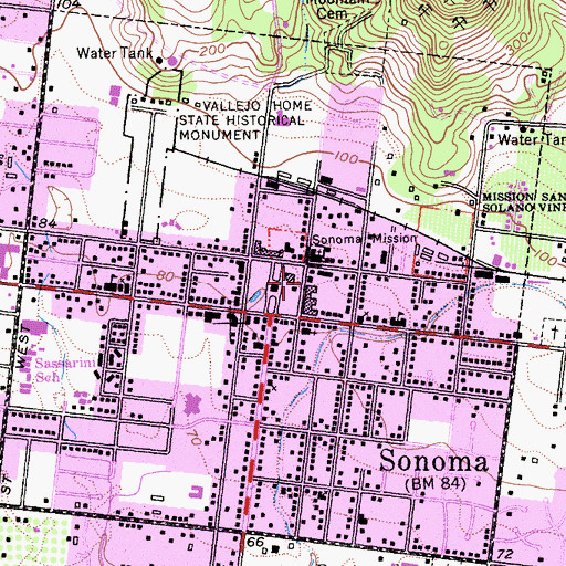 Topographic Map of El Paseo de Sonoma, CA