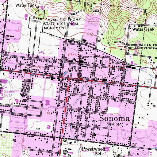 Topographic Map of H H Granice House, CA