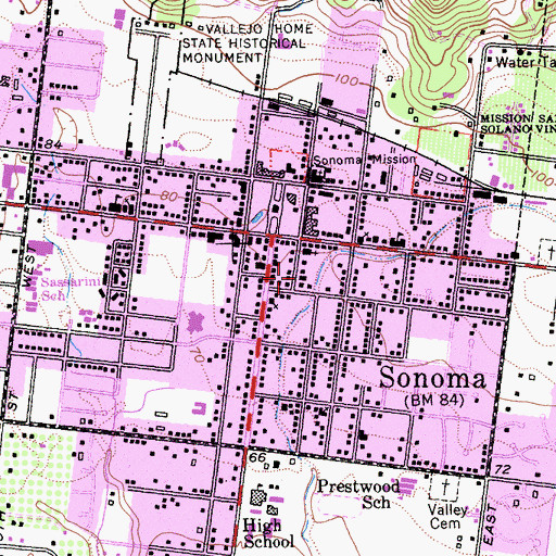 Topographic Map of Julius Poppe House, CA