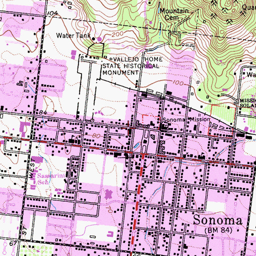 Topographic Map of Salvador Vallejo Adobe, CA