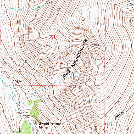 Topographic Map of Red Amphitheatre, CO