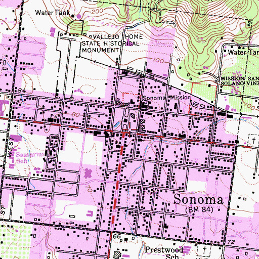 Topographic Map of Sebastiani Theatre, CA