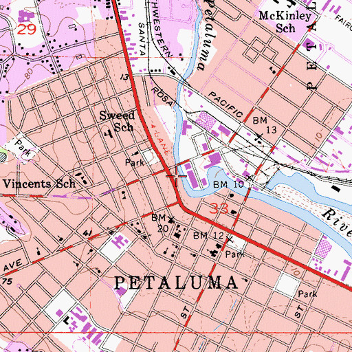 Topographic Map of Golden Eagle Shopping Center, CA