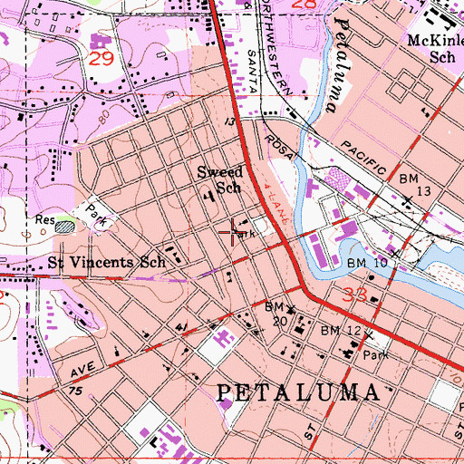 Topographic Map of Hillside Hospital (historical), CA