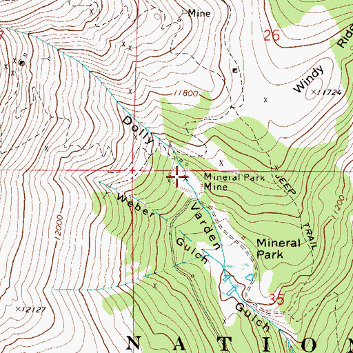 Topographic Map of Mineral Park Mine, CO