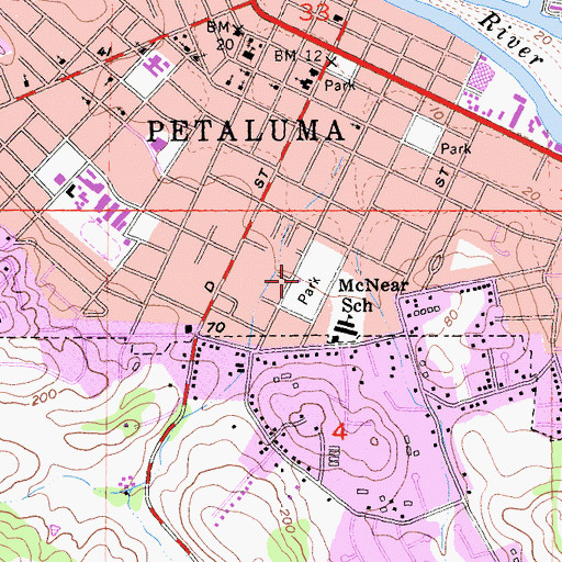 Topographic Map of McNear Park, CA